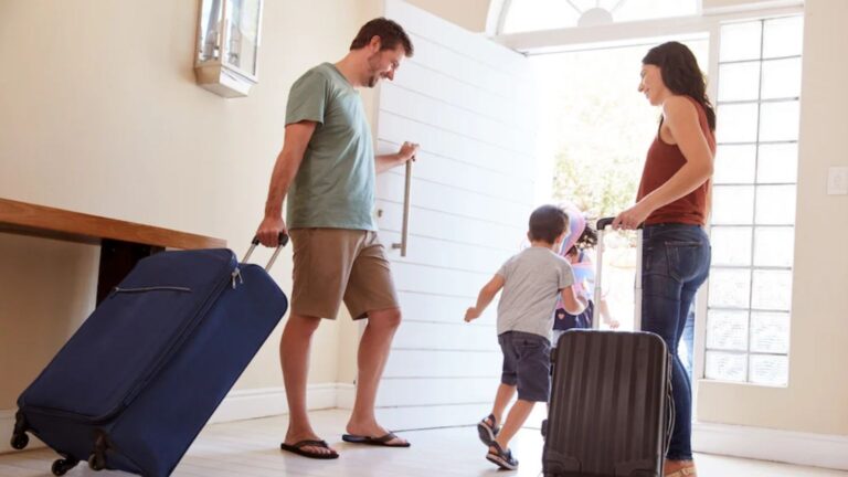 family going on vacation after checking everything and ensuring no plumbing problems